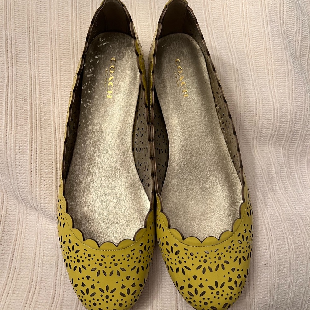 Coach Butter Yellow Patent Leather Flats